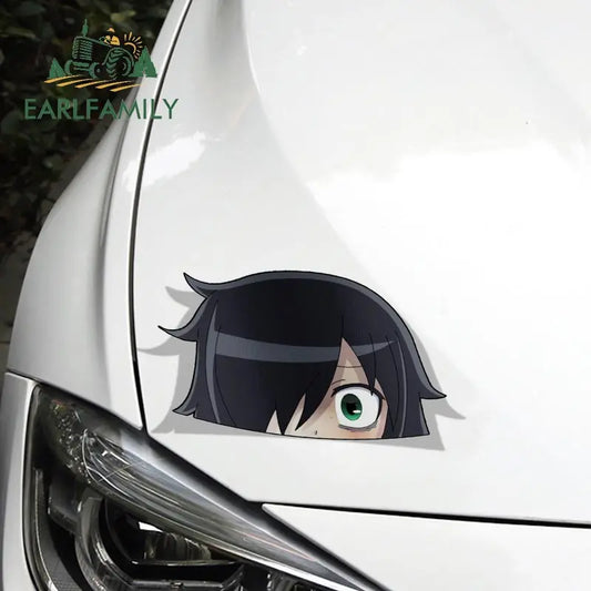 EARLFAMILY 13cm x 8.1cm for Tomoko Kuroki Watamote Peek Anime Big Head Vinyl Car Sticker JDM Window Trunk Decal