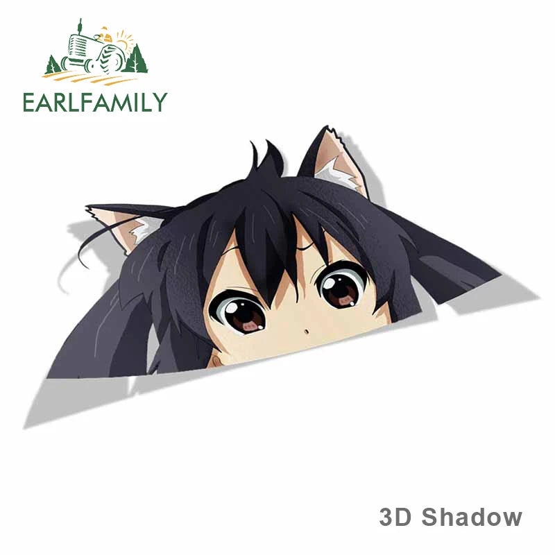 EARLFAMILY 13cm x 7.9cm for Azusa Nakano K-on Peeker Peek Anime Vinyl JDM Car Stickers Window Trunk Laptop Decal Car Accessories