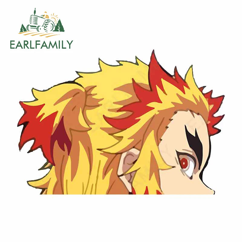 EARLFAMILY 13cm x 7cm Funny Umai Peeker Rengoku Kyoujurou Car Sticker JDM Car Door Windows Decal Cartoon Car Accessories