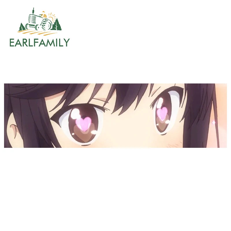 EARLFAMILY Anime Eyes Chibi Slap Car Sticker Senpai Heart Eyes Vinyl Stickers Senpai Please Car Bumper Trunk Decals Classic Peek