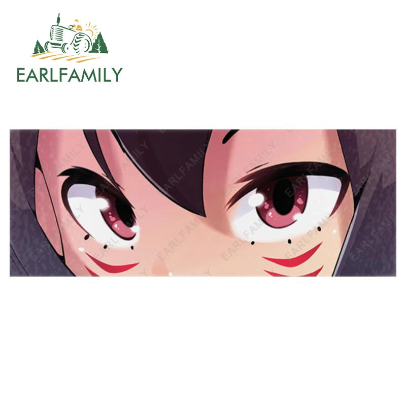 EARLFAMILY Anime Eyes Chibi Slap Car Sticker Senpai Heart Eyes Vinyl Stickers Senpai Please Car Bumper Trunk Decals Classic Peek