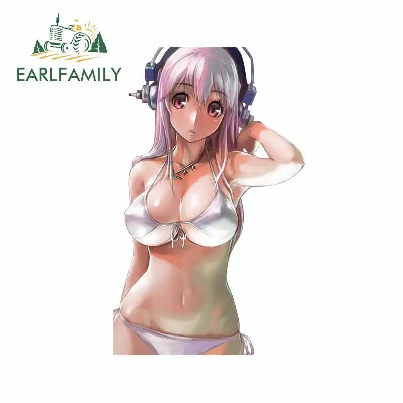 EARLFAMILY Car Sticker for Super Sonico Warning Slap Stickers Anime Vinyl JDM Rear Windshield Bumper Decal Car Accessories