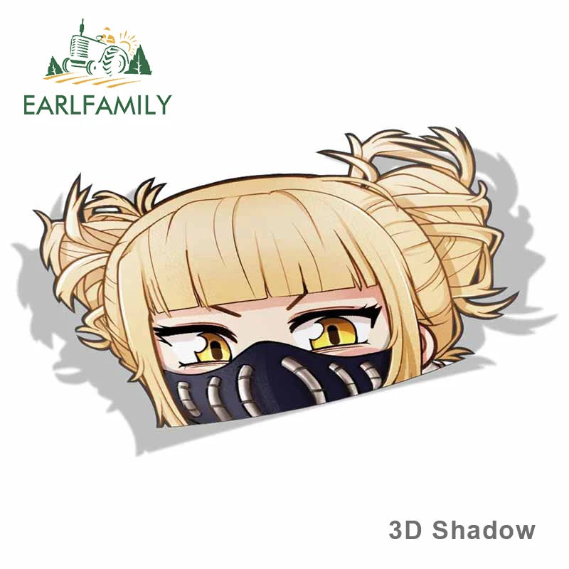 EARLFAMILY Cartoon Car Sticker for Himiko Toga Peeker Peek Anime Vinyl Stickers JDM Window Trunk Bumper Decal