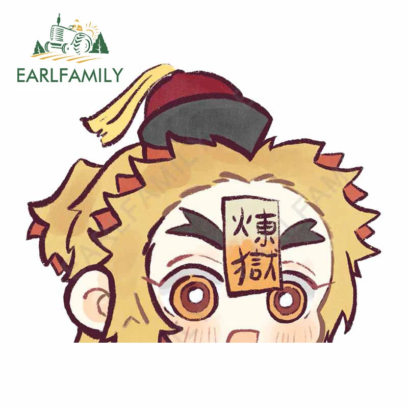 EARLFAMILY 13cm x 7cm Funny Umai Peeker Rengoku Kyoujurou Car Sticker JDM Car Door Windows Decal Cartoon Car Accessories