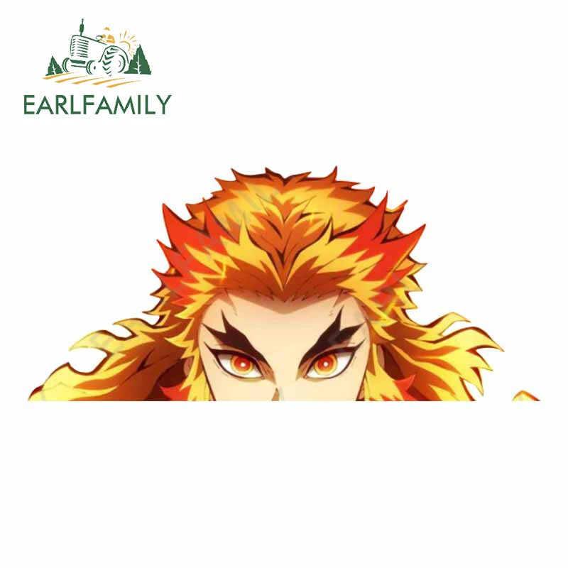 EARLFAMILY 13cm x 7cm Funny Umai Peeker Rengoku Kyoujurou Car Sticker JDM Car Door Windows Decal Cartoon Car Accessories