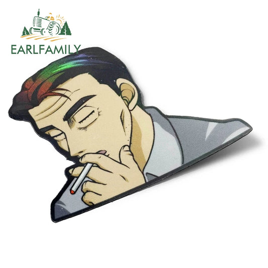 EARLFAMILY 13cm x 9.7cm Funny Cartoon Peeker Bunta Car Sticker JDM Graffiti Peeking Motorcycle Car Window No Reflective Decal