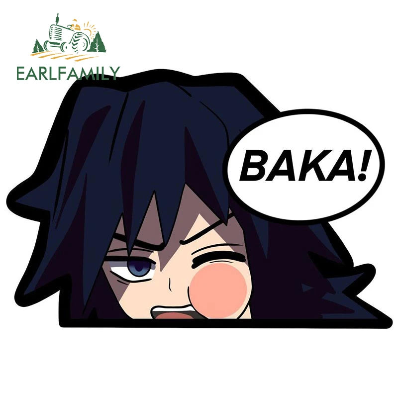 EARLFAMILY 13cm x 7cm Funny Umai Peeker Rengoku Kyoujurou Car Sticker JDM Car Door Windows Decal Cartoon Car Accessories