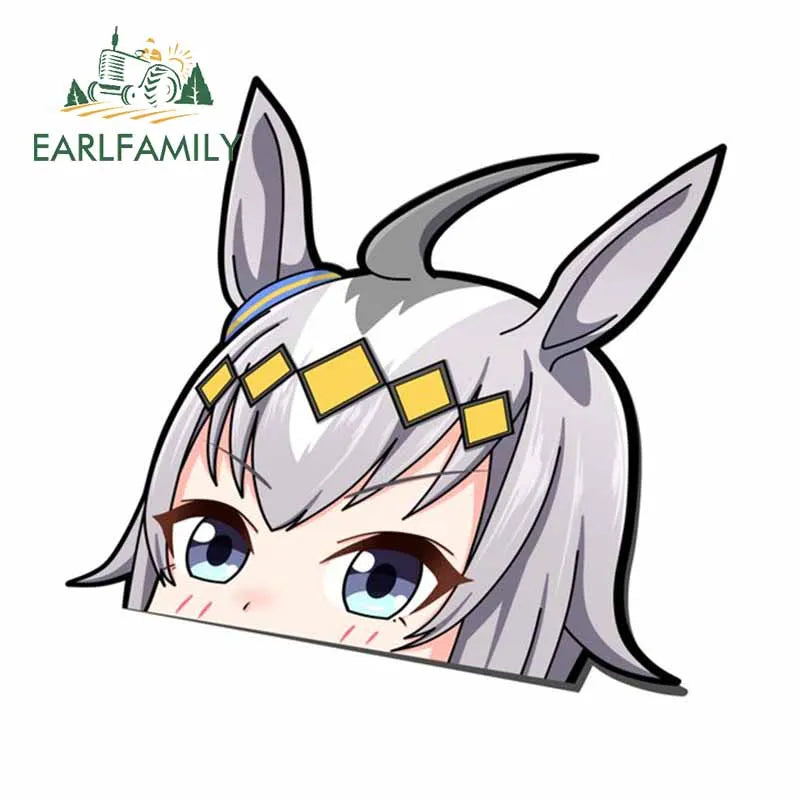 EARLFAMILY Anime Waifu Peeker Decal JDM Cartoon Girl Car Stickers Window Laptop Wall Decoration Auto Motorcycle Stickers
