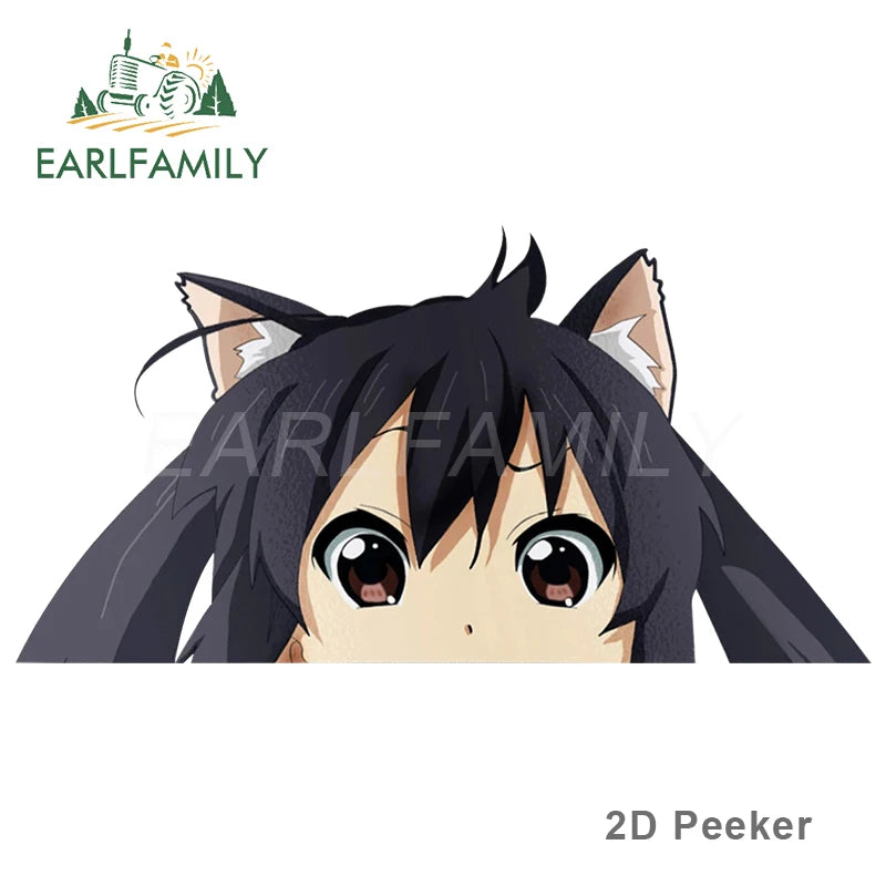 EARLFAMILY 13cm x 7.9cm for Azusa Nakano K-on Peeker Peek Anime Vinyl JDM Car Stickers Window Trunk Laptop Decal Car Accessories