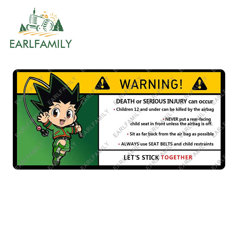 EARLFAMILY 15cm x 8.2cm Cartoon Anime Car Sticker for GON FREECSS Warning Decal Vinyl JDM Window Trunk Stickers Car Wrap