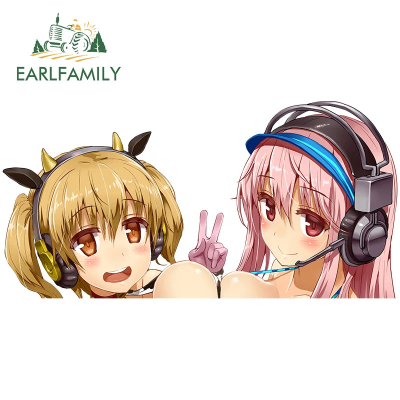 EARLFAMILY Car Sticker for Super Sonico Warning Slap Stickers Anime Vinyl JDM Rear Windshield Bumper Decal Car Accessories