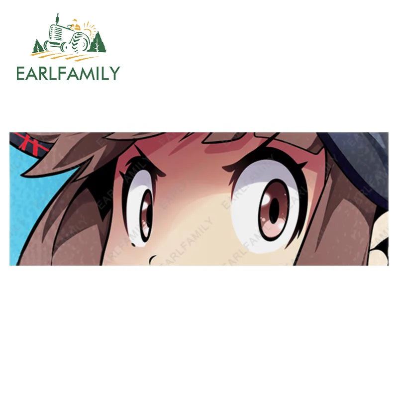 EARLFAMILY Anime Eyes Chibi Slap Car Sticker Senpai Heart Eyes Vinyl Stickers Senpai Please Car Bumper Trunk Decals Classic Peek