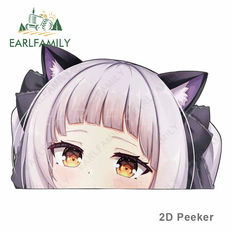 EARLFAMILY Murasaki Shion Hololive Blush Peeker Car Sticker Big Head Anime Vinyl JDM Window Trunk Decal Cartoon Peek Car Styling