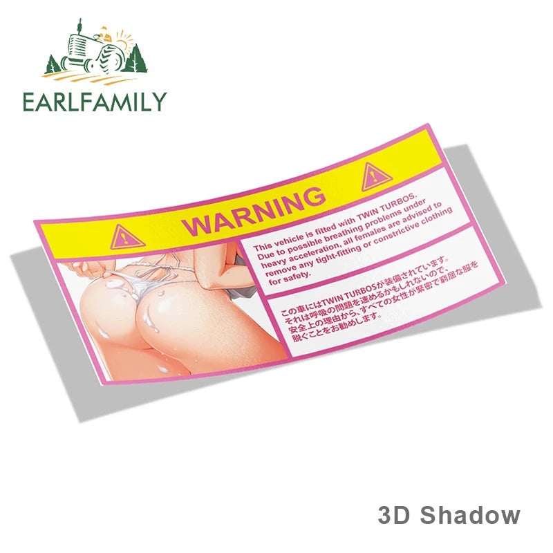 EARLFAMILY Car Sticker for Super Sonico Warning Slap Stickers Anime Vinyl JDM Rear Windshield Bumper Decal Car Accessories