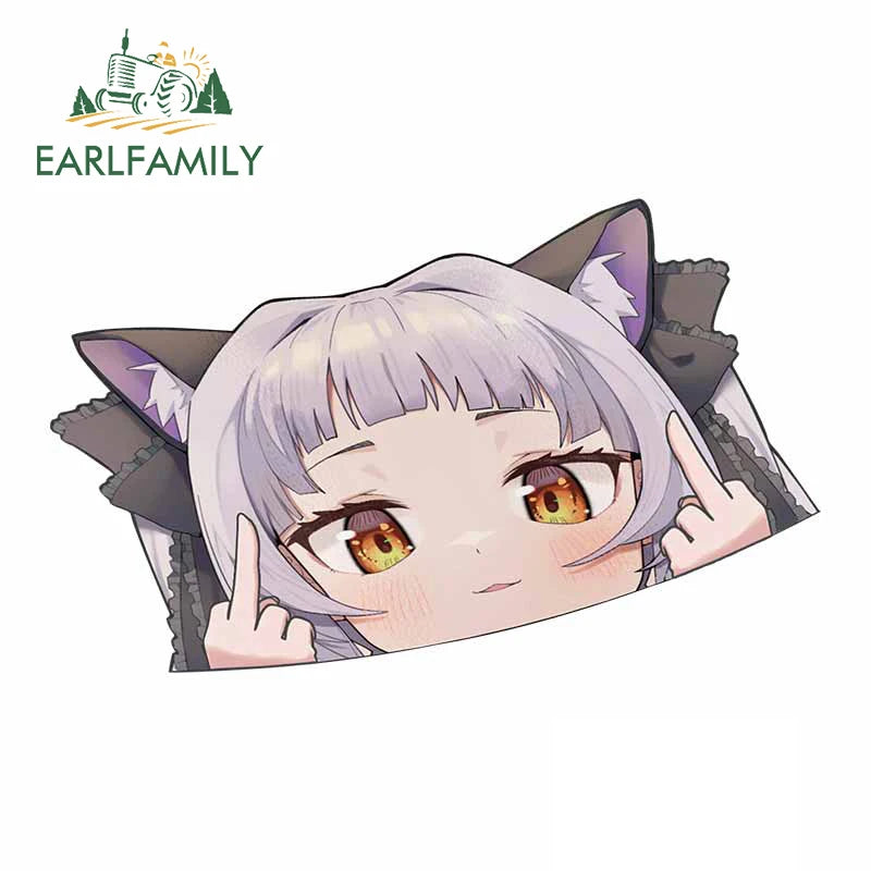 EARLFAMILY Murasaki Shion Hololive Blush Peeker Car Sticker Big Head Anime Vinyl JDM Window Trunk Decal Cartoon Peek Car Styling