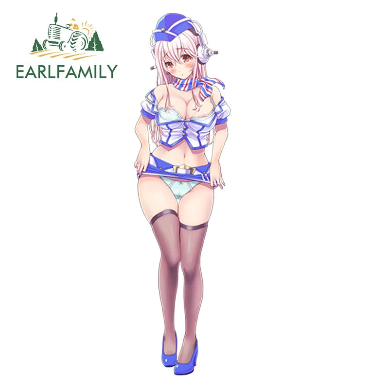 EARLFAMILY Car Sticker for Super Sonico Warning Slap Stickers Anime Vinyl JDM Rear Windshield Bumper Decal Car Accessories