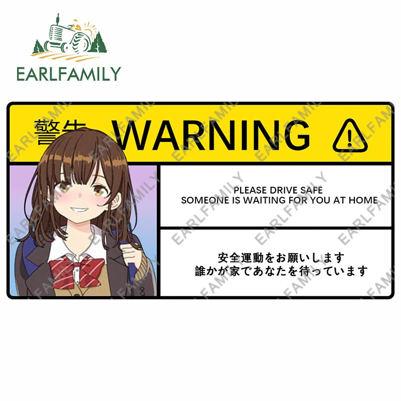 EARLFAMILY 13cm x 6.6cm No Drinking and Driving Car Sticker Warning Anime Decal PVC Window Trunk JDM Please Driver Safe Stickers