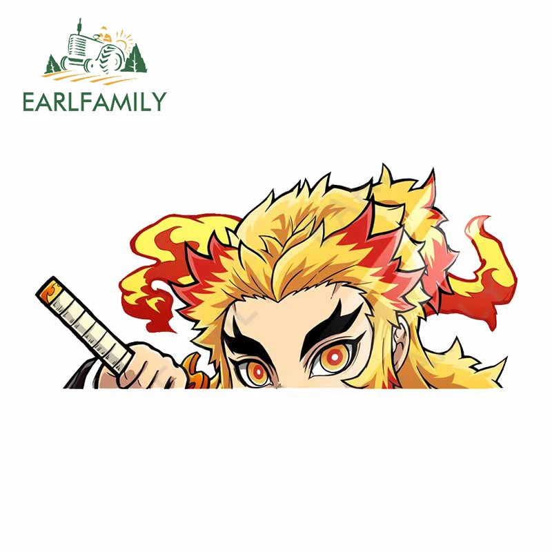 EARLFAMILY 13cm x 7cm Funny Umai Peeker Rengoku Kyoujurou Car Sticker JDM Car Door Windows Decal Cartoon Car Accessories