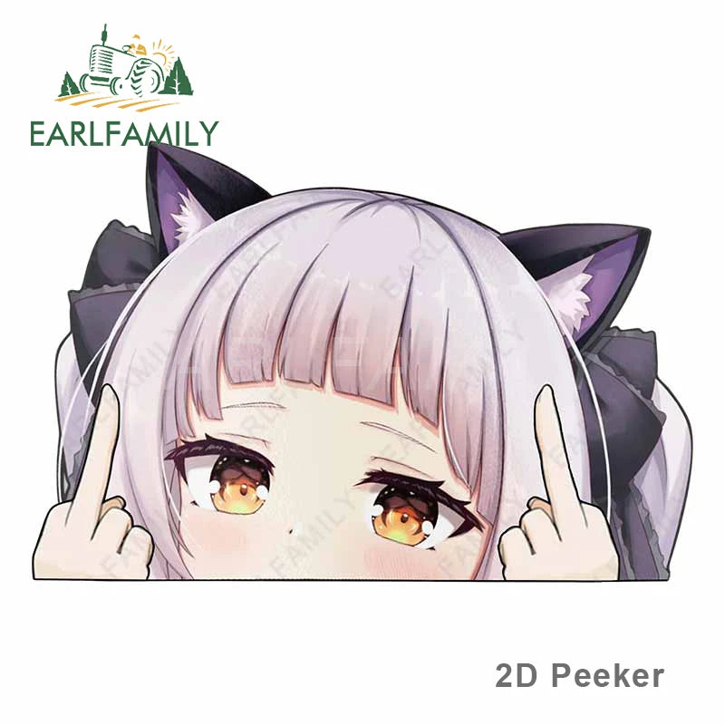 EARLFAMILY Murasaki Shion Hololive Blush Peeker Car Sticker Big Head Anime Vinyl JDM Window Trunk Decal Cartoon Peek Car Styling