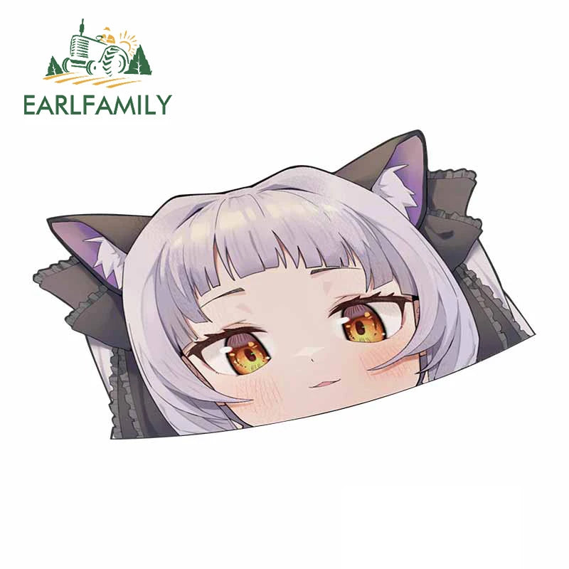 EARLFAMILY Murasaki Shion Hololive Blush Peeker Car Sticker Big Head Anime Vinyl JDM Window Trunk Decal Cartoon Peek Car Styling