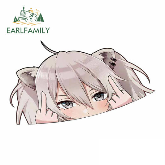 EARLFAMILY Shishiro Botan Hololive Peeker Middle Finger Car Sticker Big Head Anime JDM Rear Windshield Decal Cartoon Car Styling