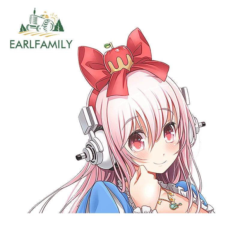 EARLFAMILY Car Sticker for Super Sonico Warning Slap Stickers Anime Vinyl JDM Rear Windshield Bumper Decal Car Accessories