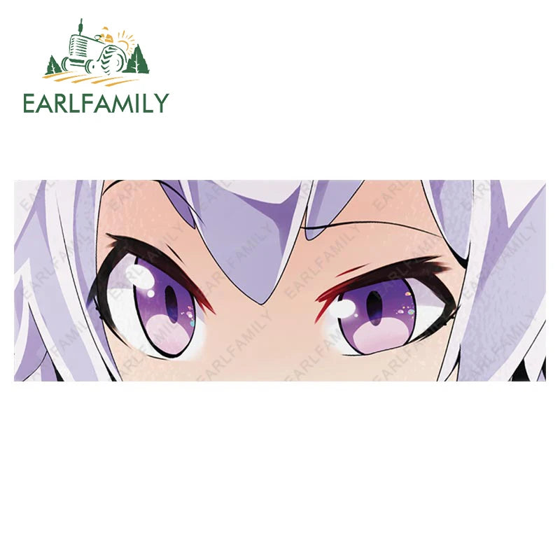 EARLFAMILY Anime Eyes Chibi Slap Car Sticker Senpai Heart Eyes Vinyl Stickers Senpai Please Car Bumper Trunk Decals Classic Peek