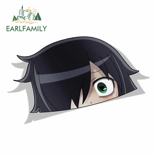 EARLFAMILY 13cm x 8.1cm for Tomoko Kuroki Watamote Peek Anime Big Head Vinyl Car Sticker JDM Window Trunk Decal