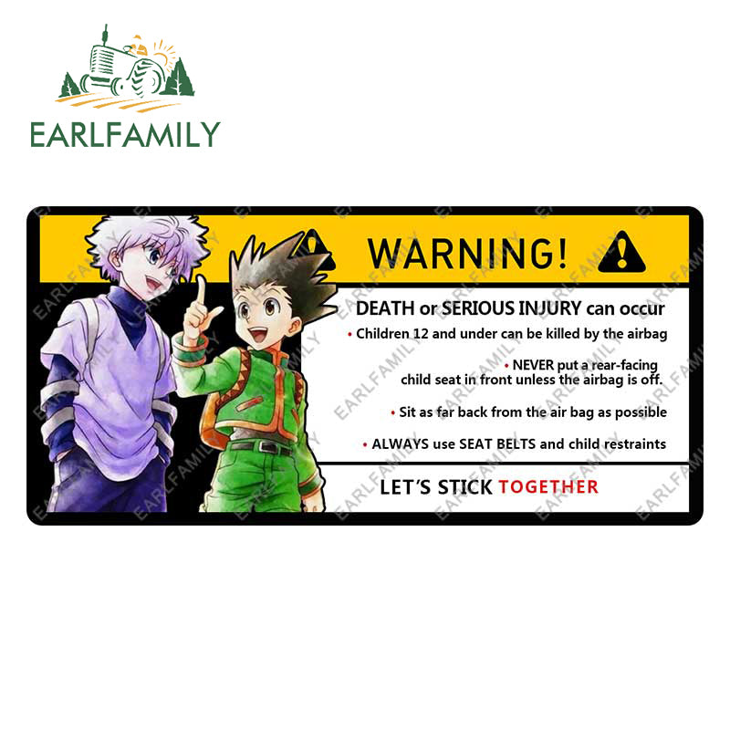 EARLFAMILY 15cm x 8.2cm Cartoon Anime Car Sticker for GON FREECSS Warning Decal Vinyl JDM Window Trunk Stickers Car Wrap