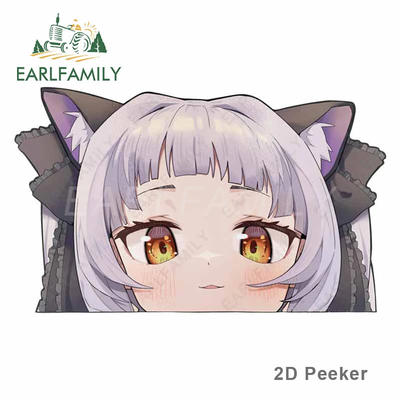 EARLFAMILY Murasaki Shion Hololive Blush Peeker Car Sticker Big Head Anime Vinyl JDM Window Trunk Decal Cartoon Peek Car Styling
