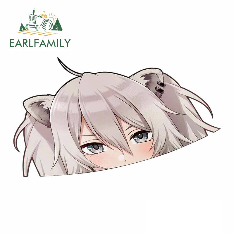 EARLFAMILY Shishiro Botan Hololive Peeker Middle Finger Car Sticker Big Head Anime JDM Rear Windshield Decal Cartoon Car Styling