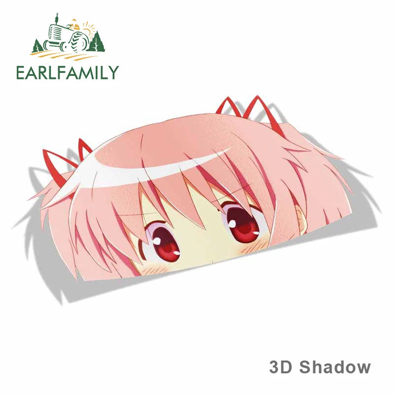 EARLFAMILY 13cm x 7.6cm Peek Girl Anime Big Head Vinyl Cartoon Peeker Car Sticker JDM Window Trunk Decal Car Accessories