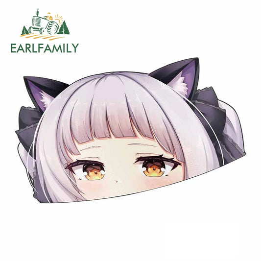 EARLFAMILY Murasaki Shion Hololive Blush Peeker Car Sticker Big Head Anime Vinyl JDM Window Trunk Decal Cartoon Peek Car Styling