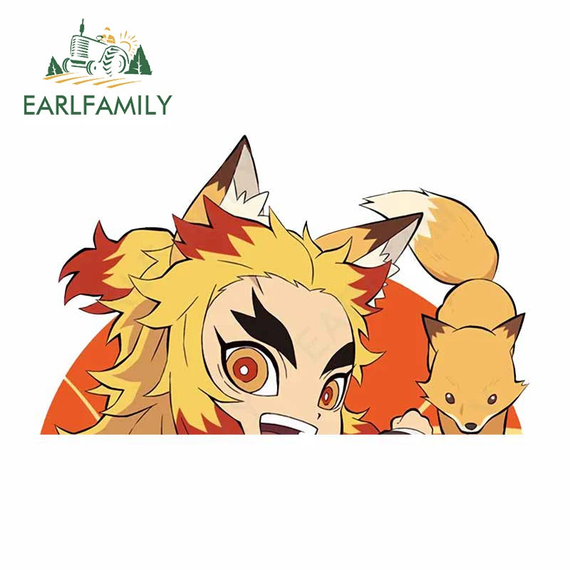 EARLFAMILY 13cm x 7cm Funny Umai Peeker Rengoku Kyoujurou Car Sticker JDM Car Door Windows Decal Cartoon Car Accessories