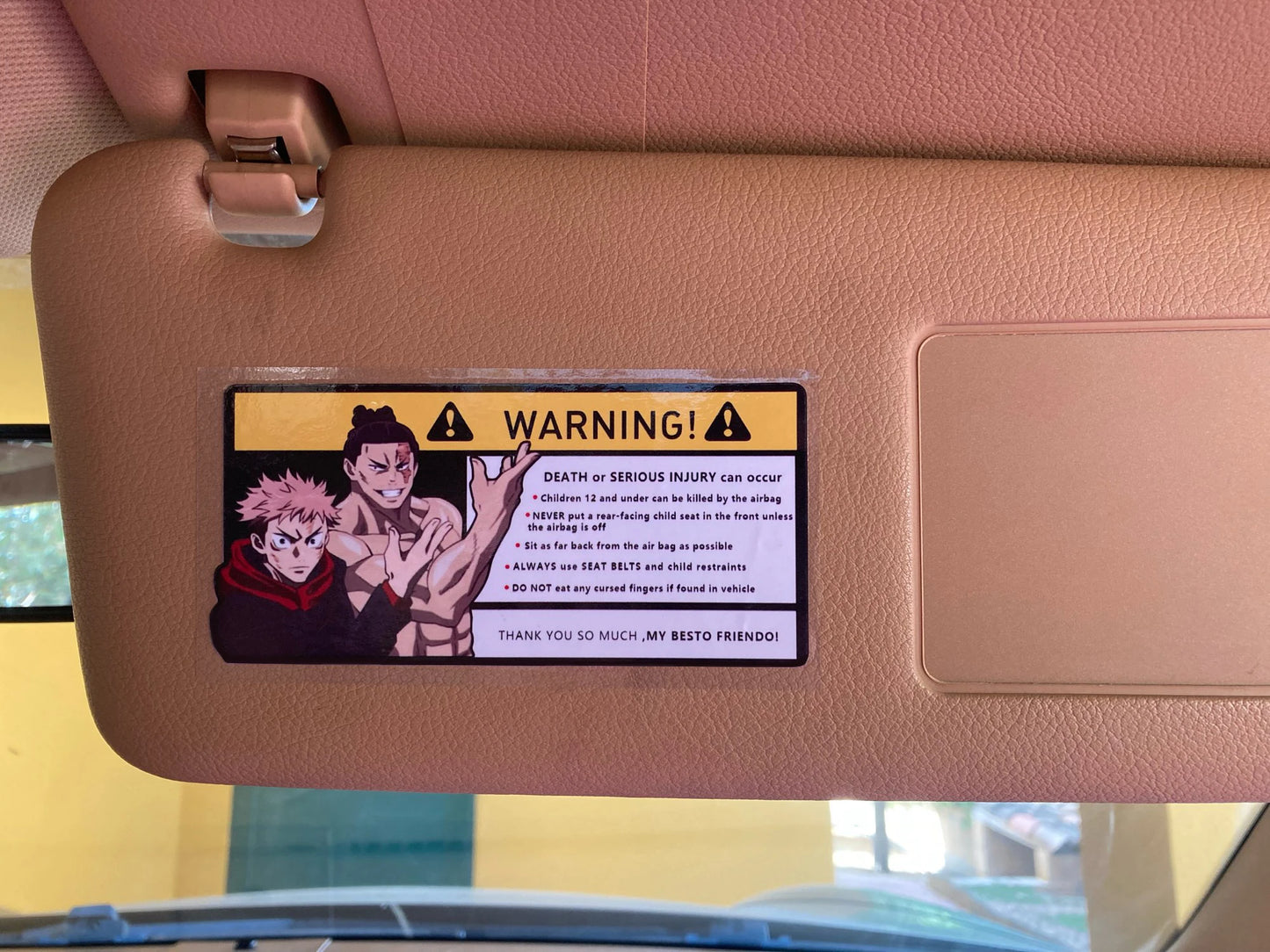 EARLFAMILY 15cm x 7cm Creative Warning Car Sticker for Itadori Yuji Decal Cartoon Anime Vinyl JDM Window Trunk Stickers