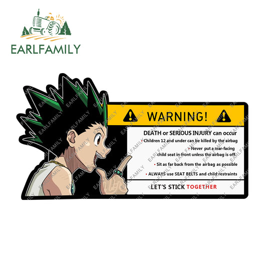 EARLFAMILY 15cm x 8.2cm Cartoon Anime Car Sticker for GON FREECSS Warning Decal Vinyl JDM Window Trunk Stickers Car Wrap