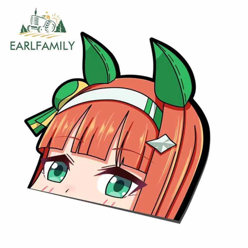 EARLFAMILY Anime Waifu Peeker Decal JDM Cartoon Girl Car Stickers Window Laptop Wall Decoration Auto Motorcycle Stickers
