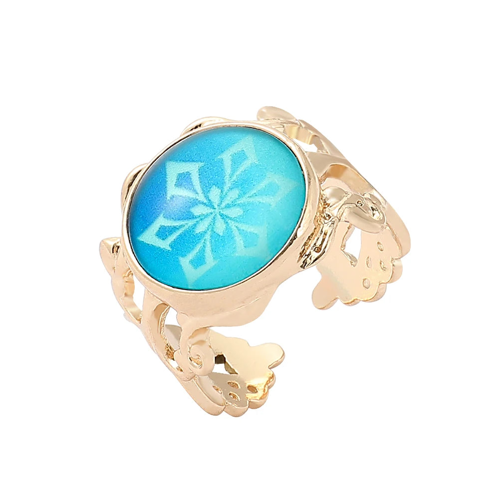 Genshin Impact Eye of God Adjustable Luminous Rings Elegant Vintage Style Jewelry Cosplay Props Clothing Accessories Fans Gifts