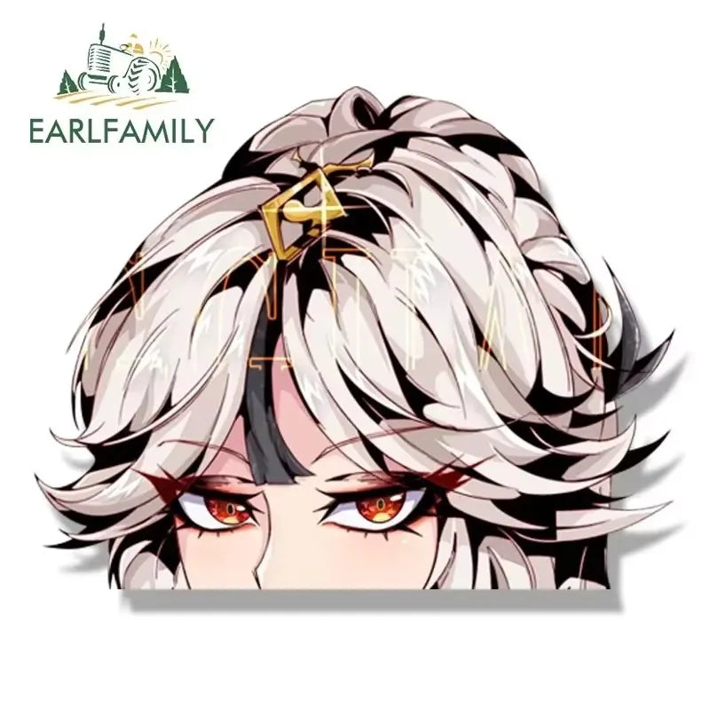 EARLFAMILY Gothic Fatui Arlecchino Fanart Car Sticker Anime Genshin Impact Knave Decal JDM Cartoon Peeker Girl Graffiti Stickers