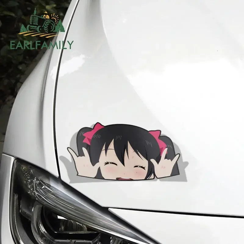 EARLFAMILY 13cm x 7.4cm for Nico Yazawa Peek Anime Big Head Vinyl Cartoon Car Sticker JDM Window Car Trunk Decal