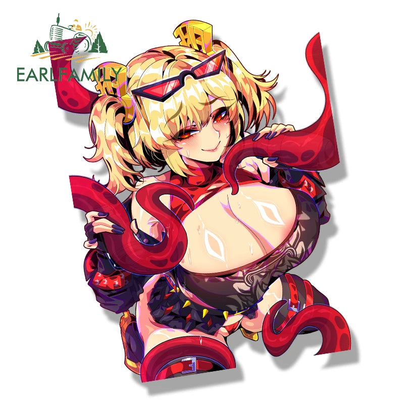 EARLFAMILY Tentacle Burnice Fanart Car Sticker Zenless Zone Zero Waifu Decal JDM Tattoo Girl Graffiti Cartoon Peek NSFW Stickers