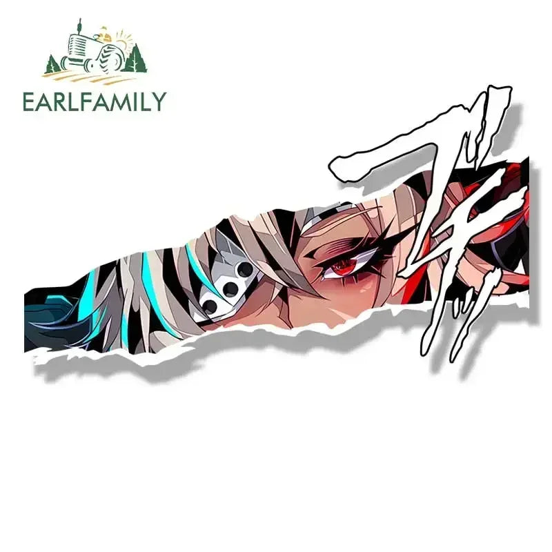 EARLFAMILY Ahegao Ghislaine Fanart Car Sticker Anime Window Trunk Decal JDM Peek Girl Graffiti Stickers Car Accessories