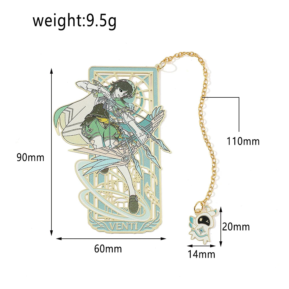 26 Styles Delicate Genshin Impacts Figure Creative Metal Bookmarks for Books Lover Gifts Game Fans Collection for Friends