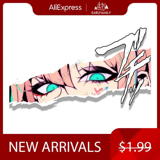 EARLFAMILY Bunny Girl Zero Two Fanart Peeker Car Sticker Anime Sketch Decal JDM Cartoon Peek Girl Graffiti Stickers Car Wrap