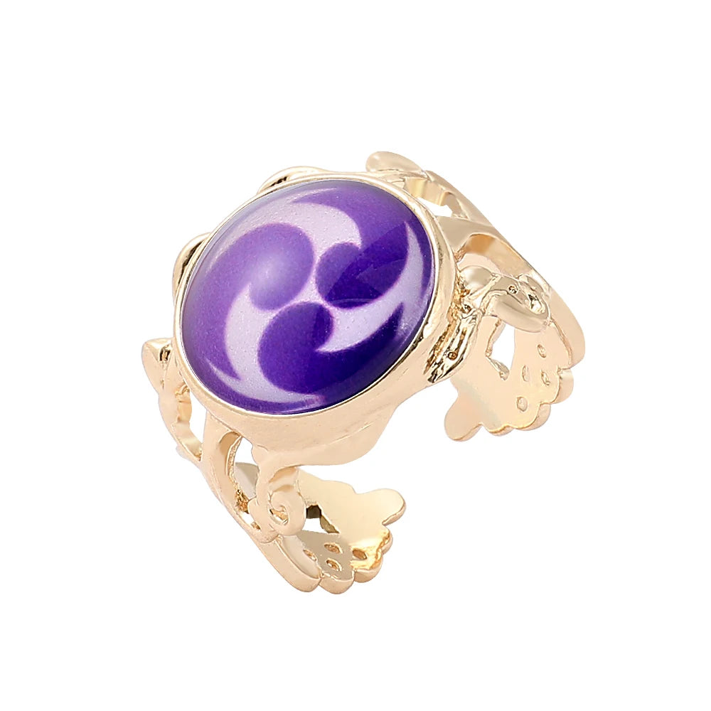 Genshin Impact Eye of God Adjustable Luminous Rings Elegant Vintage Style Jewelry Cosplay Props Clothing Accessories Fans Gifts
