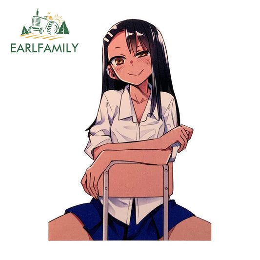 EARLFAMILY Nagatoro Hayase Peeker Car Sticker Anime JDM Rear Windshield Motorcycle Helmet Decal Waterproof Car Accessories