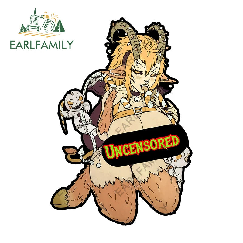 EARLFAMILY 13cm x 9cm Kinky Krampus Car Sticker Window Car Bumper Decal JDM Cartoon Devil Girl Car Styling NSFW Decoration
