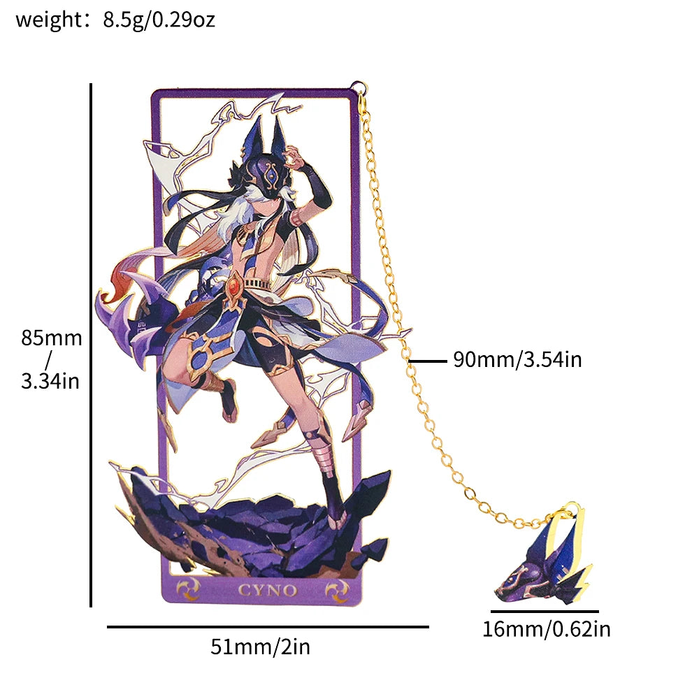 Genshin Impact Metal Bookmark – Elegant Anime Page Marker, Collectible Gift for Book Lovers & Fans