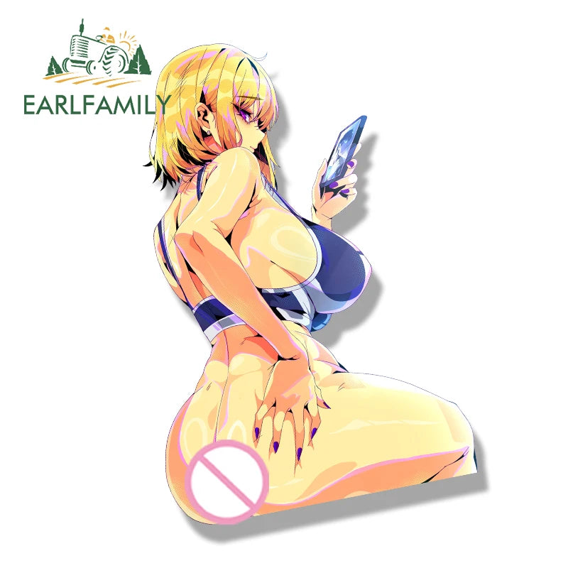 EARLFAMILY Gyaru Cha Hae in Fanart Car Sticker Anime Solo Leveling Waifu Decal JDM Funny Peek Girl Graffiti Slap Stickers