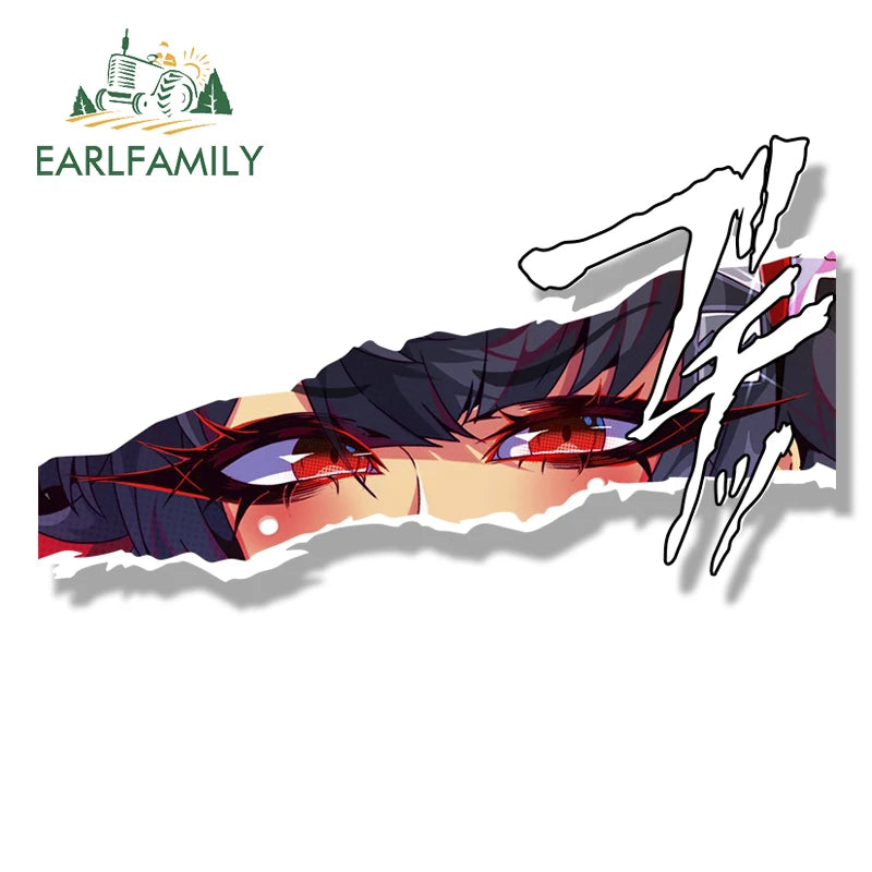EARLFAMILY Ahegao Gyaru Ellen Joe Fanart Car Sticker Zenless Zone Zero Chibi Big Head Waifu Decal Cartoon Peek Girl Slap Sticker
